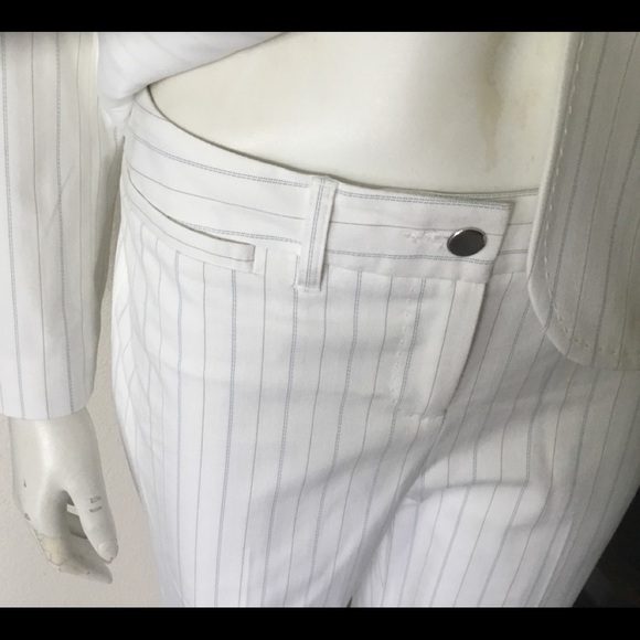 BODY BY VICTORIA " The Christie Fit"  WOMEN’S 2 PC WHITE PINSTRIPE  POWERSUIT - Picture 3 of 15
